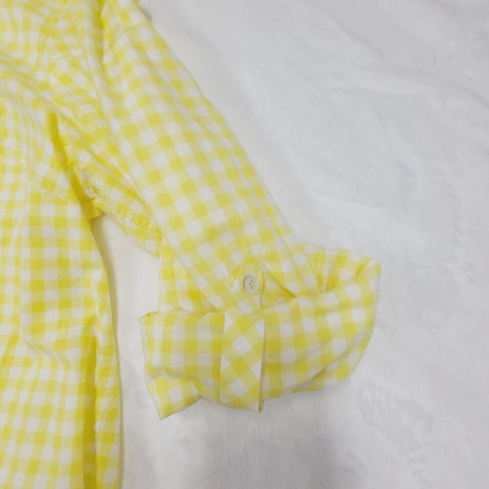 Talbots Yellow Gingham Blouse XLP Cotton Top Petite Plus Button Front Preppy - Picture 8 of 10